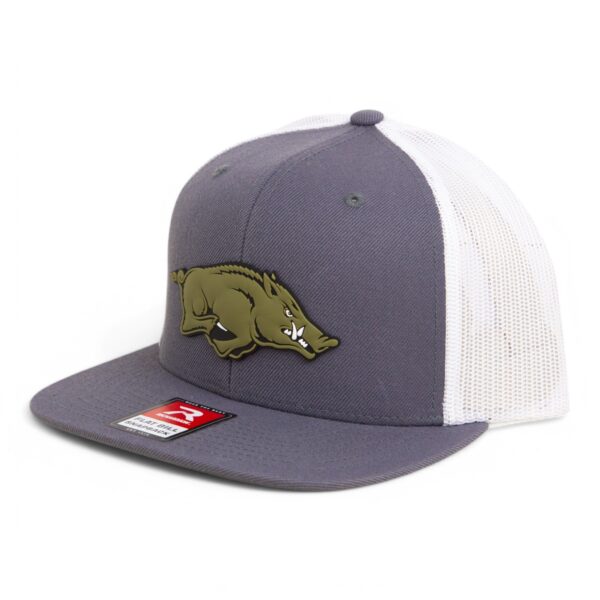 Arkansas Razorbacks Loden Edition 3D Wool Blend Flat Bill Hat- Charcoal/ White