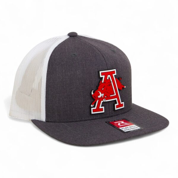 Arkansas Razorbacks Jumping Hog 3D Wool Blend Flat Bill Hat- Heather Charcoal/ White
