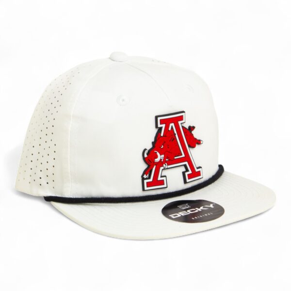 Arkansas Razorbacks Jumping Hog 3D Perforated Rope Hat- White/ Black