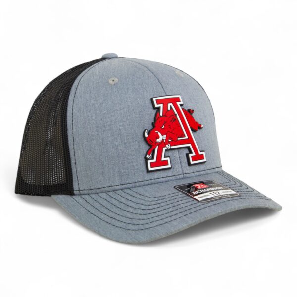 Arkansas Razorbacks Jumping Hog 3D Snapback Trucker Hat- Heather Grey/ Black
