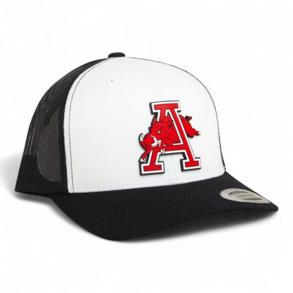 Arkansas Razorbacks Jumping Hog 3D YP Snapback Trucker Hat- White/ Black