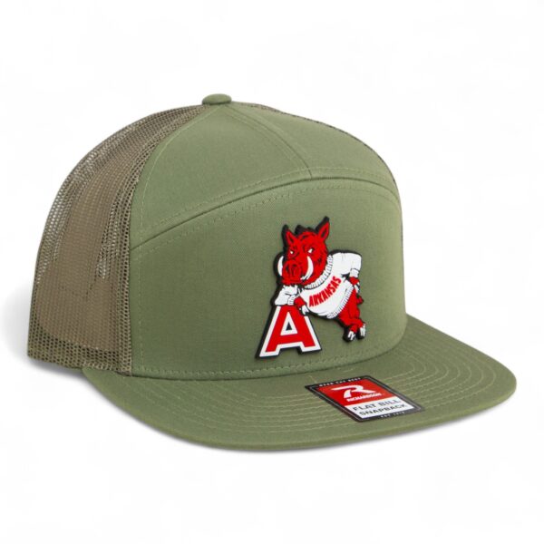 Arkansas Razorbacks Leaning A 3D Snapback Seven-Panel Flat Bill Trucker Hat- Loden Green