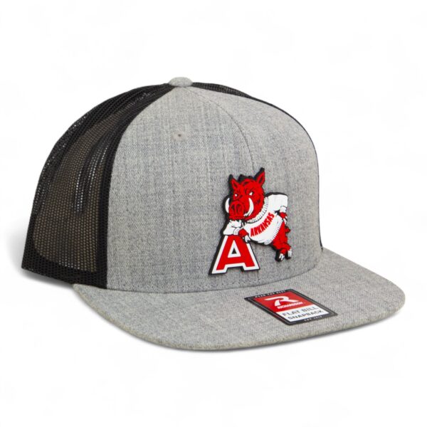 Arkansas Razorbacks Leaning A 3D Wool Blend Flat Bill Hat- Heather Grey/ Black