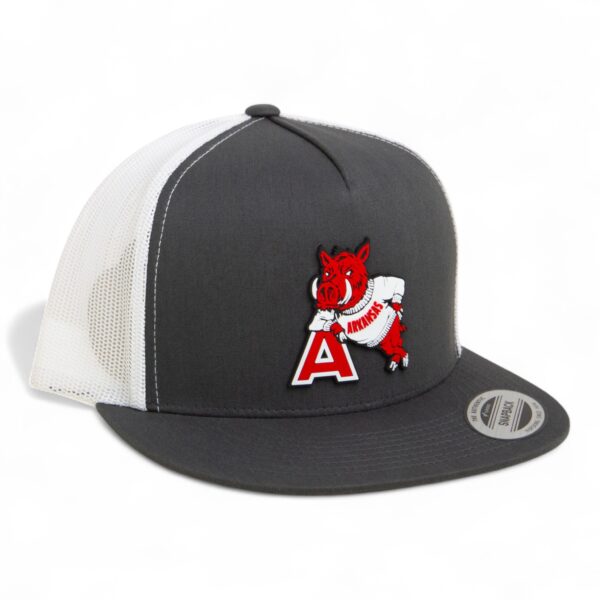 Arkansas Razorbacks Leaning A 3D YP Snapback Flat Bill Trucker Hat- Charcoal/ White