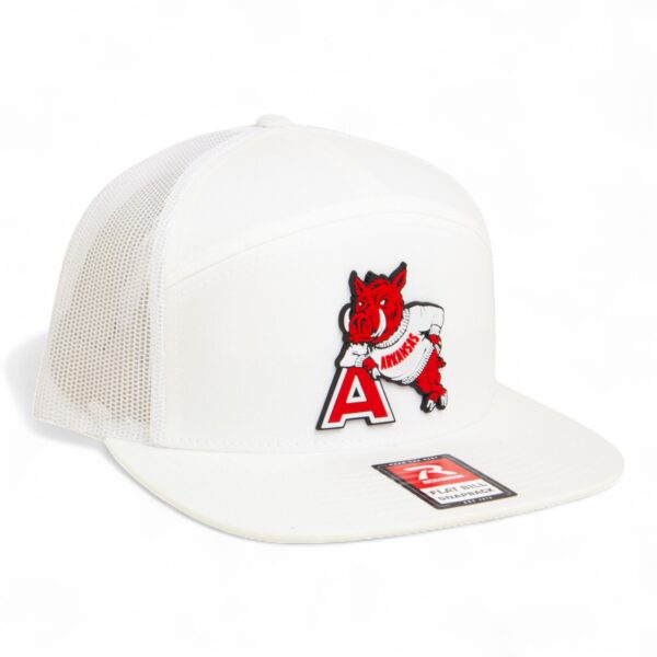Arkansas Razorbacks Leaning A 3D Snapback Seven-Panel Flat Bill Trucker Hat- White