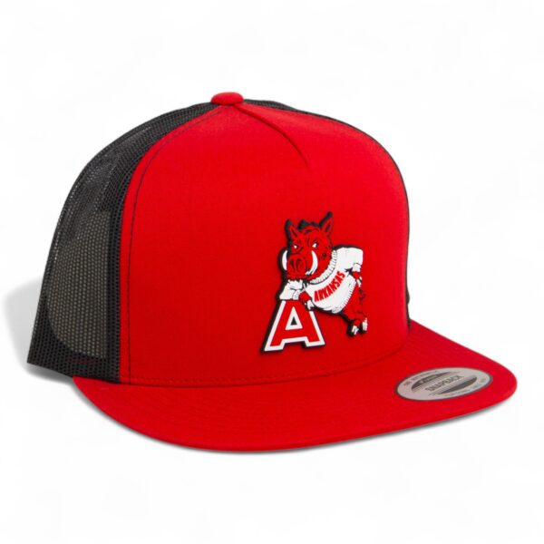 Arkansas Razorbacks Leaning A 3D YP Snapback Flat Bill Trucker Hat- Red/ Black