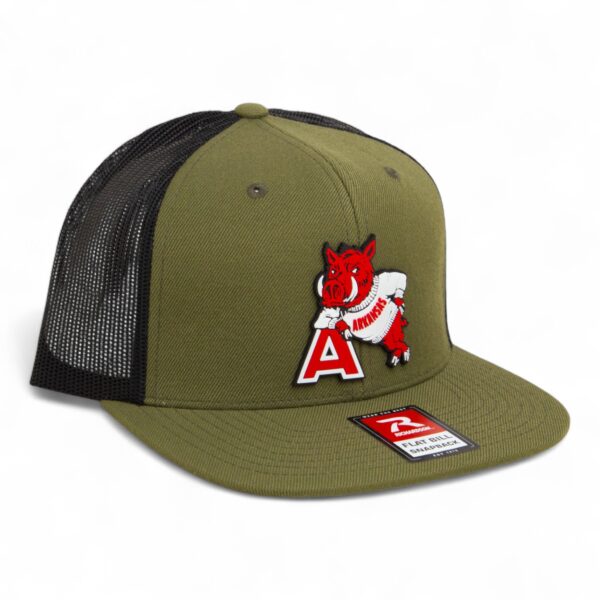 Arkansas Razorbacks Leaning A 3D Wool Blend Flat Bill Hat- Loden/ Black