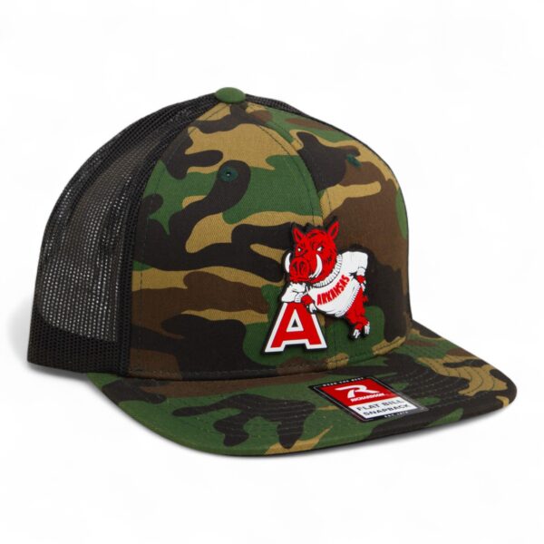 Arkansas Razorbacks Leaning A 3D Wool Blend Flat Bill Hat- Army Camo/ Black