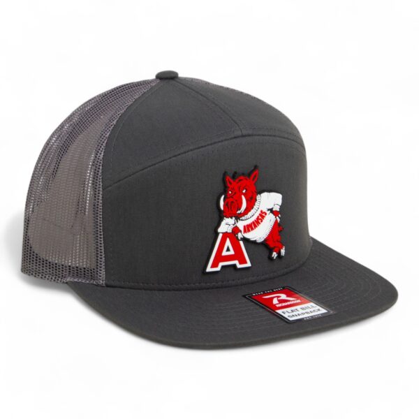Arkansas Razorbacks Leaning A 3D Snapback Seven-Panel Flat Bill Trucker Hat- Charcoal