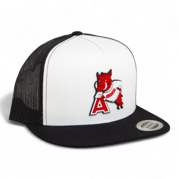 Arkansas Razorbacks Leaning A 3D YP Snapback Flat Bill Trucker Hat- White/ Black