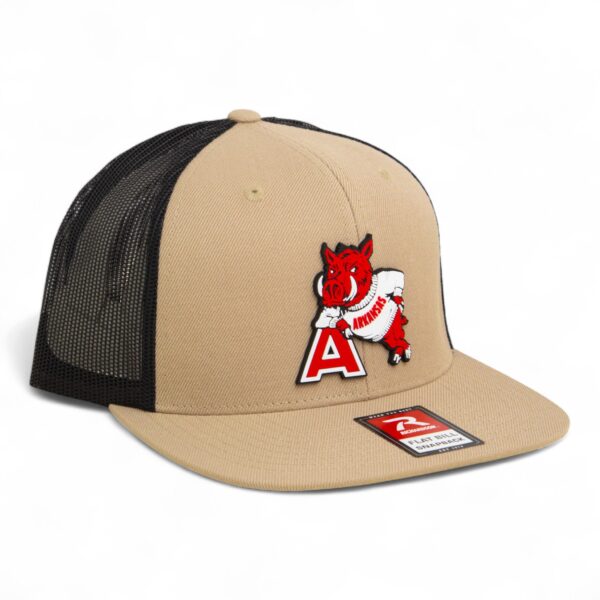 Arkansas Razorbacks Leaning A 3D Wool Blend Flat Bill Hat- Tan/ Black