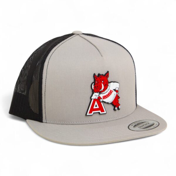 Arkansas Razorbacks Leaning A 3D YP Snapback Flat Bill Trucker Hat- Silver/ Black