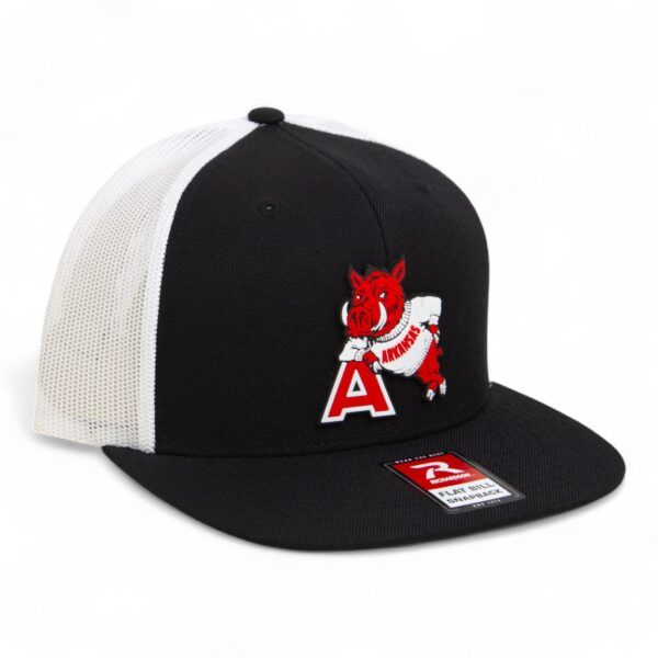 Arkansas Razorbacks Leaning A 3D Wool Blend Flat Bill Hat- Black/ White
