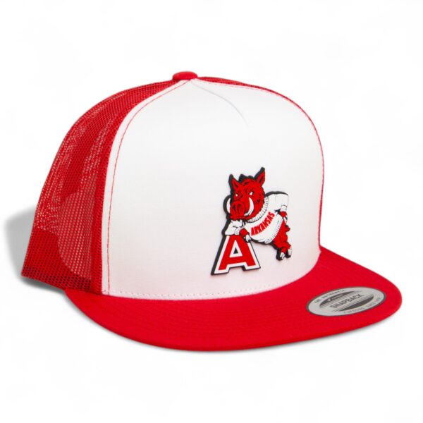 Arkansas Razorbacks Leaning A 3D YP Snapback Flat Bill Trucker Hat- White/ Red