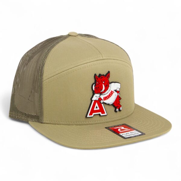 Arkansas Razorbacks Leaning A 3D Snapback Seven-Panel Flat Bill Trucker Hat- Pale Loden