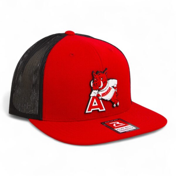 Arkansas Razorbacks Leaning A 3D Wool Blend Flat Bill Hat- Red/ Black