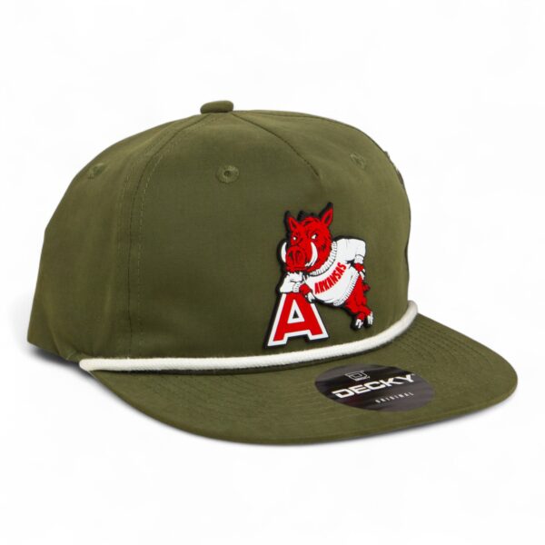 Arkansas Razorbacks Leaning A 3D Classic Rope Hat- Olive/ White