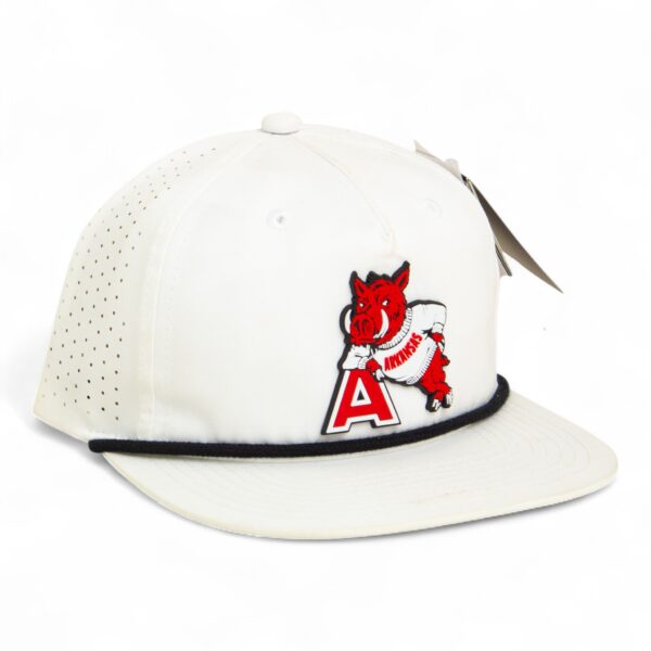 Arkansas Razorbacks Leaning A 3D Perforated Rope Hat- White/ Black