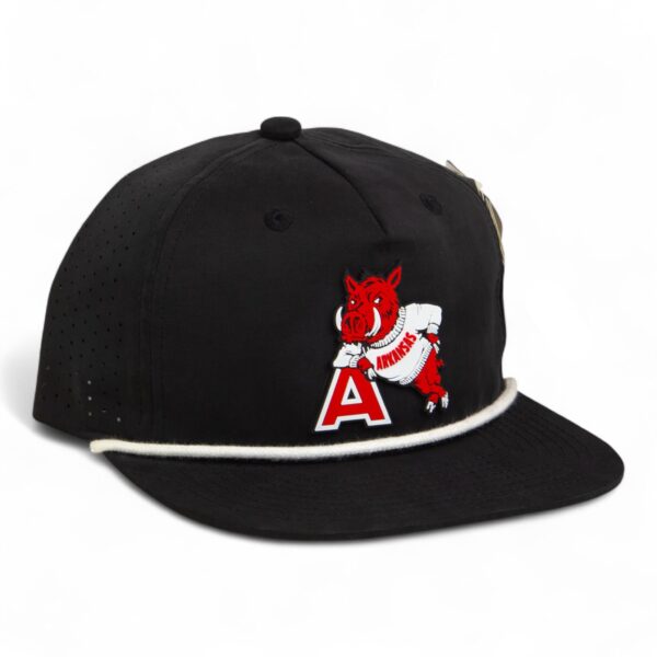 Arkansas Razorbacks Leaning A 3D Perforated Rope Hat- Black/ White