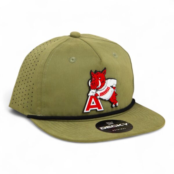 Arkansas Razorbacks Leaning A 3D Perforated Rope Hat- Loden/ Black