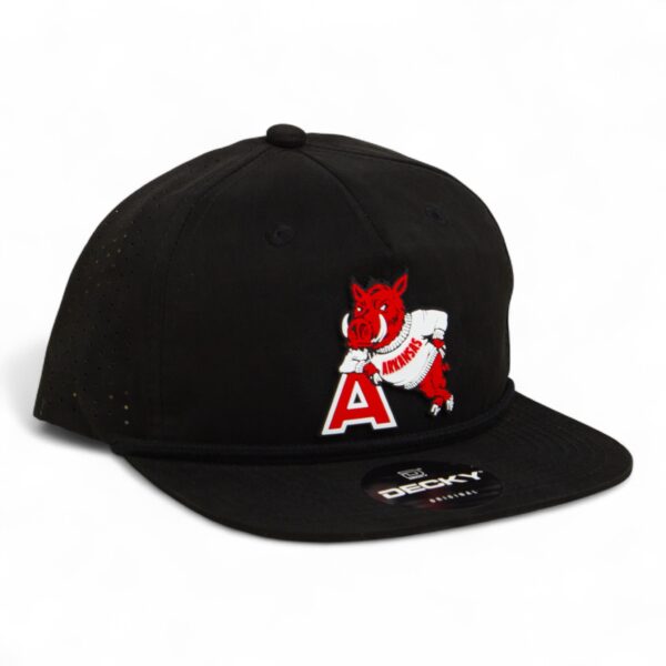 Arkansas Razorbacks Leaning A 3D Perforated Rope Hat- Black