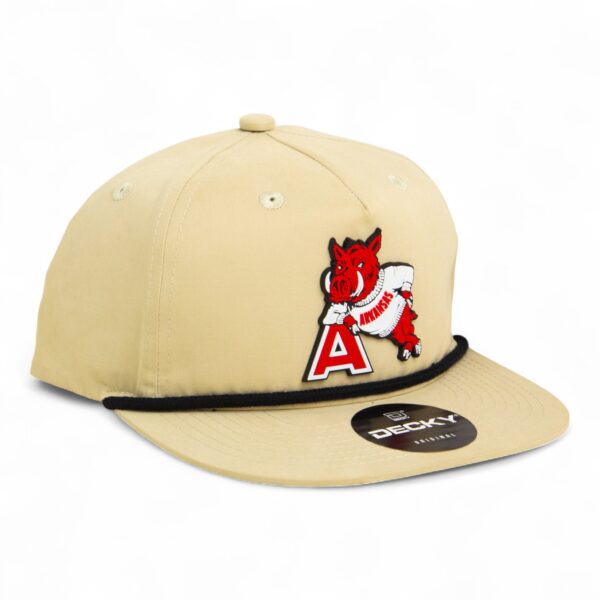 Arkansas Razorbacks Leaning A 3D Classic Rope Hat- Birch/ Black