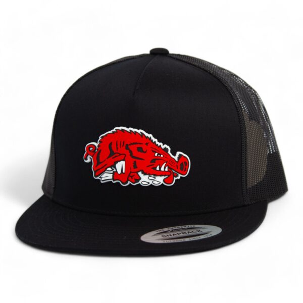 Arkansas Razorbacks Slobbering Hog 3D YP Snapback Flat Bill Trucker Hat- Black