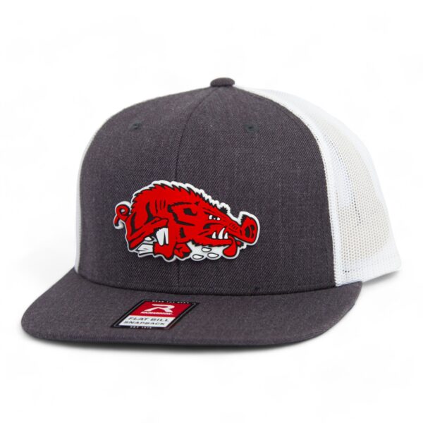 Arkansas Razorbacks Slobbering Hog 3D Wool Blend Flat Bill Hat- Heather Charcoal/ White