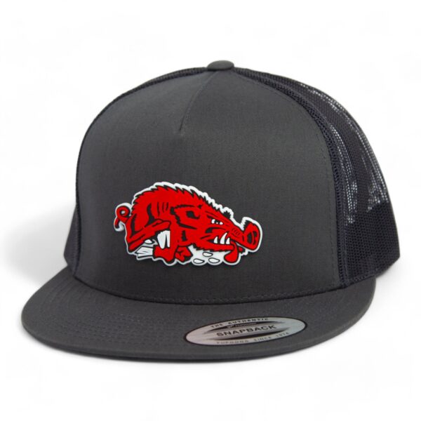Arkansas Razorbacks Slobbering Hog 3D YP Snapback Flat Bill Trucker Hat- Charcoal/ Black