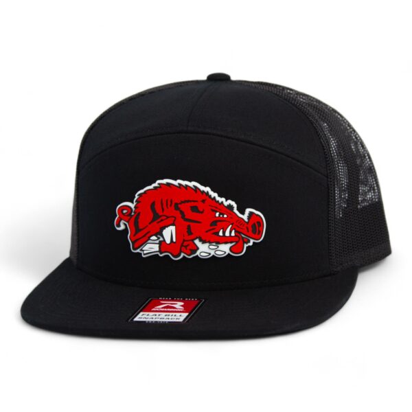 Arkansas Razorbacks Slobbering Hog 3D Snapback Seven-Panel Flat Bill Trucker Hat- Black