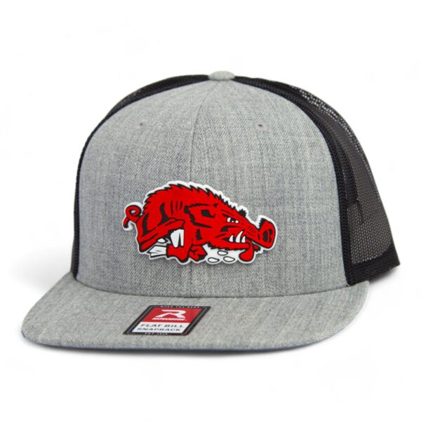 Arkansas Razorbacks Slobbering Hog 3D Wool Blend Flat Bill Hat- Heather Grey/ Black