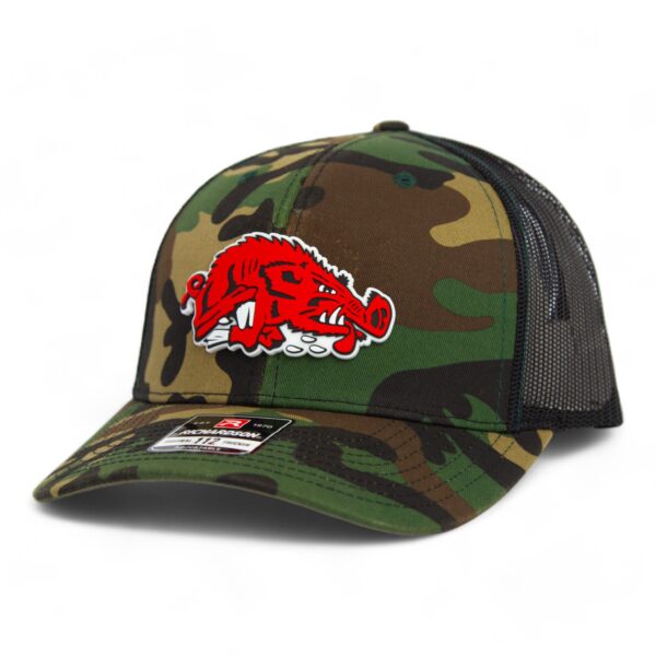 Arkansas Razorbacks Slobbering Hog 3D Snapback Trucker Hat- Army Camo/ Black