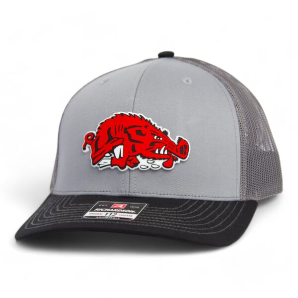 Arkansas Razorbacks Slobbering Hog 3D Snapback Trucker Hat- Grey/ Charcoal/ Black