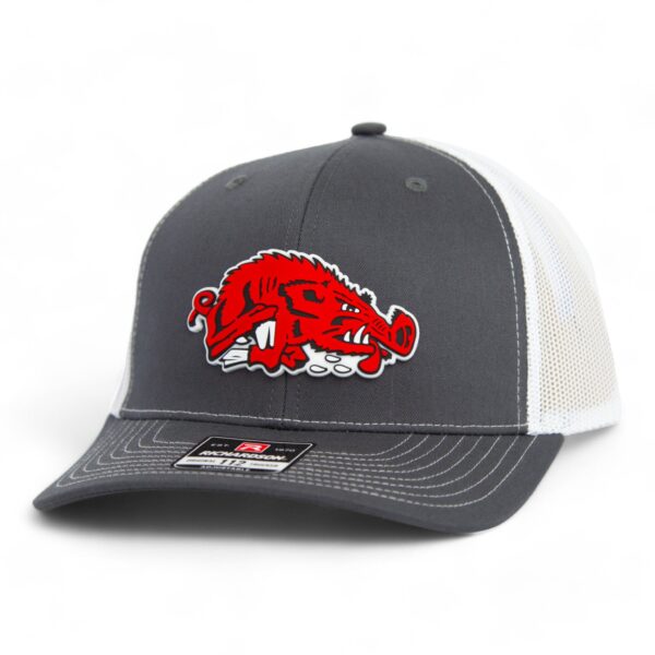 Arkansas Razorbacks Slobbering Hog 3D Snapback Trucker Hat- Charcoal/ White