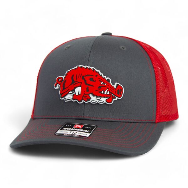 Arkansas Razorbacks Slobbering Hog 3D Snapback Trucker Hat- Charcoal/ Red