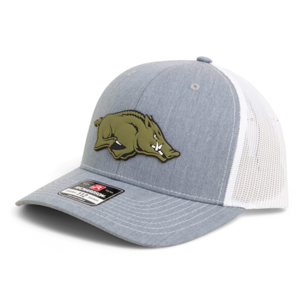 Arkansas Razorbacks Loden Edition 3D Snapback Trucker Hat- Heather Grey/ White