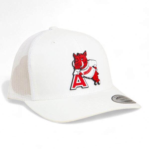 Arkansas Razorbacks Leaning A 3D YP Snapback Trucker Hat- White