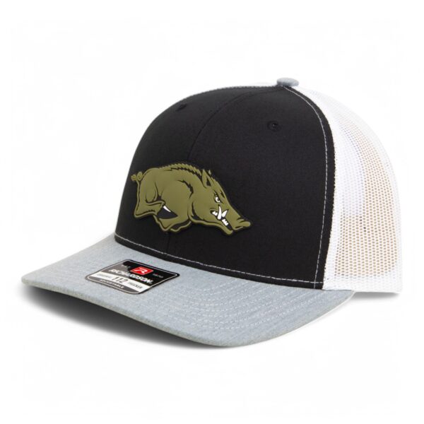 Arkansas Razorbacks Loden Edition 3D Snapback Trucker Hat- Black/ White/ Heather Grey