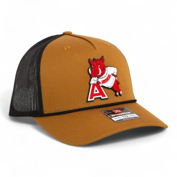 Arkansas Razorbacks Leaning A 3D Snapback Trucker Rope Hat- Carmel/ Black