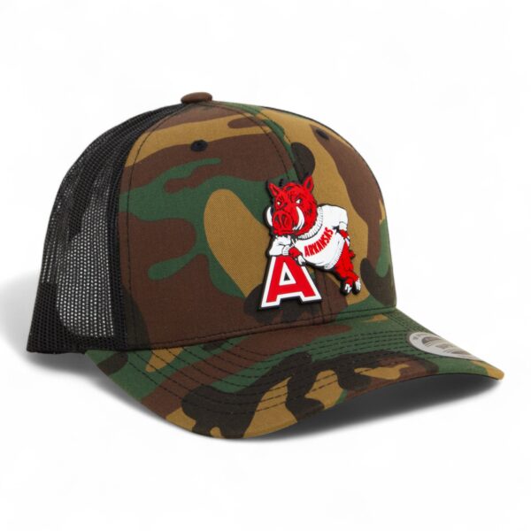 Arkansas Razorbacks Leaning A 3D YP Snapback Trucker Hat- Army Camo/ Black