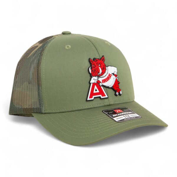 Arkansas Razorbacks Leaning A 3D Snapback Trucker Hat- Loden/ Camo
