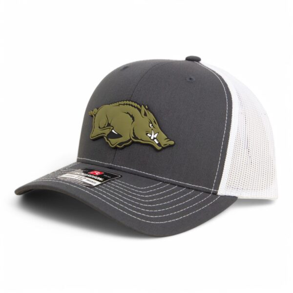 Arkansas Razorbacks Loden Edition 3D Snapback Trucker Hat- Charcoal/ White
