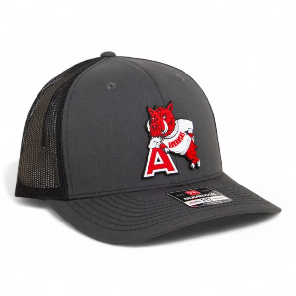 Arkansas Razorbacks Leaning A 3D Snapback Trucker Hat- Charcoal/ Black