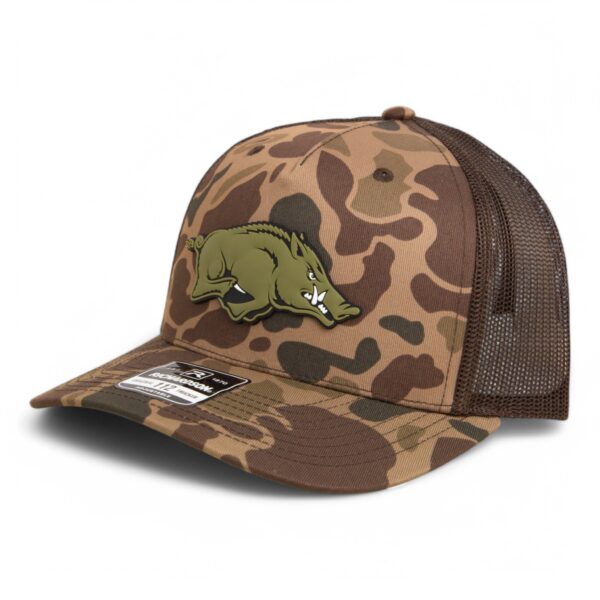 Arkansas Razorbacks Loden Edition 3D Snapback Trucker Hat- Bark Duck Camo/ Brown