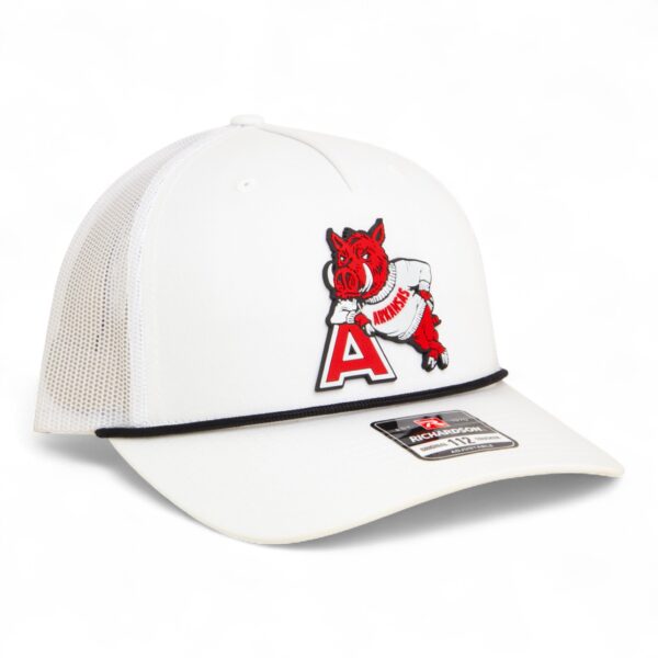 Arkansas Razorbacks Leaning A 3D Snapback Trucker Rope Hat- White/ Black
