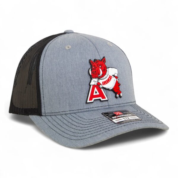 Arkansas Razorbacks Leaning A 3D Snapback Trucker Hat- Heather Grey/ Black