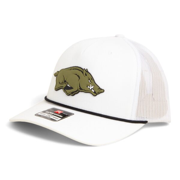 Arkansas Razorbacks Loden Edition 3D Snapback Trucker Rope Hat- White/ Black