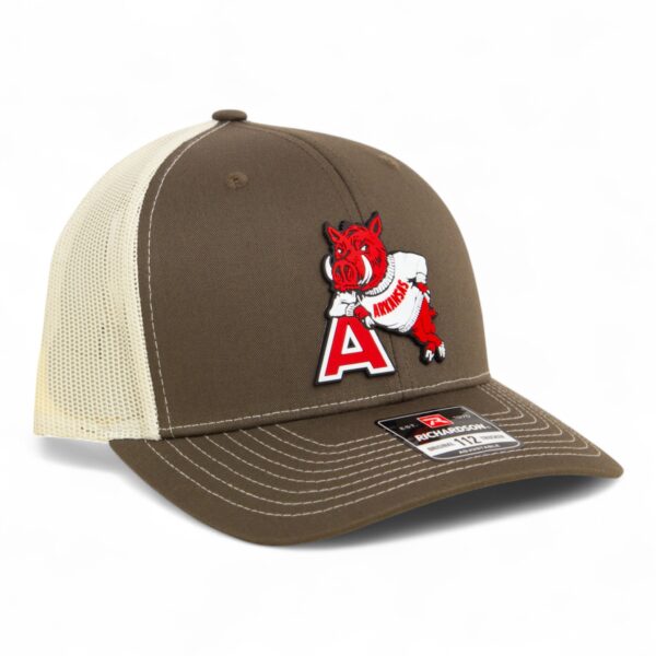 Arkansas Razorbacks Leaning A 3D Snapback Trucker Hat- Chocolate Chip/ Birch