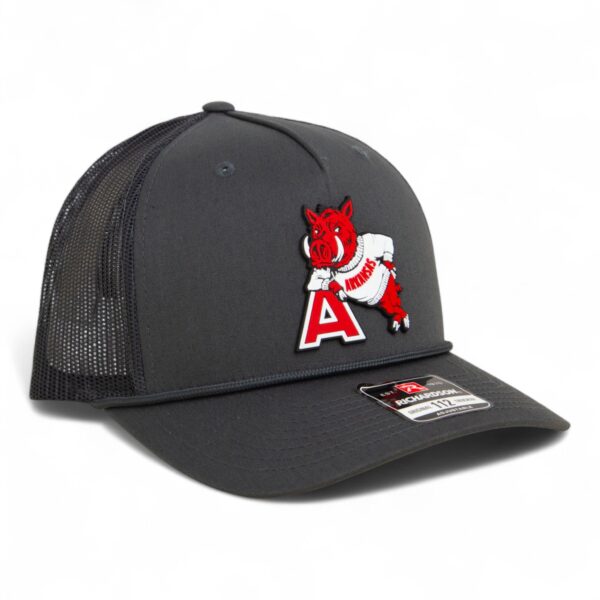 Arkansas Razorbacks Leaning A 3D Snapback Trucker Rope Hat- Charcoal
