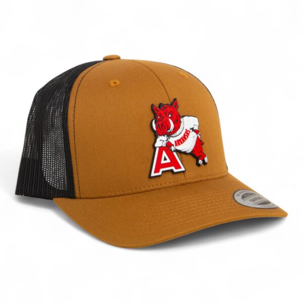 Arkansas Razorbacks Leaning A 3D YP Snapback Trucker Hat- Caramel/ Black